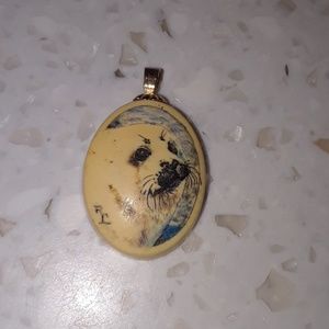 Signed Seal Scrimshaw Pendant